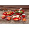 Golden Rabbit Enamelware Appetizer Plates, 6 inch, Solid White Textured, Set of 4(Solid Red Textured)
