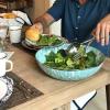 Golden Rabbit Enamelware Catering Bowl, 5 quart, Solid White Textured(Sea Glass)
