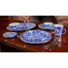 Golden Rabbit Enamelware Chargers, 12.5 inch, Solid White Textured, Set of 2(Cobalt Swirl)