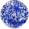 Golden Rabbit Enamelware Chargers, 12.5 inch, Solid White Textured, Set of 2(Cobalt Swirl)