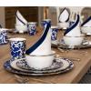 Golden Rabbit Enamelware Chargers, 12.5 inch, Solid White Textured, Set of 2(Cobalt Swirl)