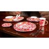 Golden Rabbit Enamelware Chargers, 12.5 inch, Solid White Textured, Set of 2(Red Swirl)
