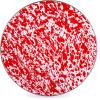 Golden Rabbit Enamelware Chargers, 12.5 inch, Solid White Textured, Set of 2(Red Swirl)