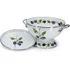 Golden Rabbit Enamelware Colander and Drip Plate Gift Set, Herbs(Blackberry)
