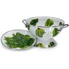 Golden Rabbit Enamelware Colander and Drip Plate Gift Set, Herbs(Lettuce)