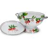 Golden Rabbit Enamelware Colander and Drip Plate Gift Set, Herbs(Radish)