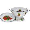 Golden Rabbit Enamelware Colander and Drip Plate Gift Set, Herbs(Strawberry)