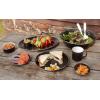 Golden Rabbit Enamelware Dinner Plates, 10.5 inch, Solid White Textured, Set of 4(Solid Black Textured)