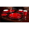 Golden Rabbit Enamelware Dinner Plates, 10.5 inch, Solid White Textured, Set of 4(Solid Red Textured)