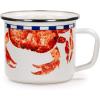 Golden Rabbit Enamelware Grande Coffee or Tea Mugs, 24 ounce, Camouflage, Set of 4(Crab House)
