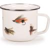 Golden Rabbit Enamelware Grande Coffee or Tea Mugs, 24 ounce, Camouflage, Set of 4(Fishing Fly)