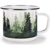 Golden Rabbit Enamelware Grande Coffee or Tea Mugs, 24 ounce, Camouflage, Set of 4(Forest Glen)