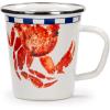Golden Rabbit Enamelware Latte Coffee or Tea Mugs, 16 ounce, Blue Crab, Set of 4(Crab House)