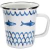 Golden Rabbit Enamelware Latte Coffee or Tea Mugs, 16 ounce, Blue Crab, Set of 4(Fish Camp)