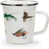 Golden Rabbit Enamelware Latte Coffee or Tea Mugs, 16 ounce, Blue Crab, Set of 4(Fishing Fly)
