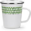 Golden Rabbit Enamelware Latte Coffee or Tea Mugs, 16 ounce, Blue Crab, Set of 4(Green Scallop)