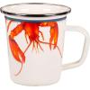 Golden Rabbit Enamelware Latte Coffee or Tea Mugs, 16 ounce, Blue Crab, Set of 4(Lobster)