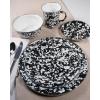 Golden Rabbit Enamelware Oval Platter, 12 x 16in, Solid White Textured(Black Swirl)