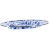 Golden Rabbit Enamelware Oval Platter, 12 x 16in, Solid White Textured(Cobalt Swirl)