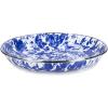 Golden Rabbit Enamelware Pasta Plates, 10 inch, Solid White Textured, Set of 4(Cobalt Swirl)