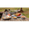 Golden Rabbit Enamelware Pasta Plates, 10 inch, Solid White Textured, Set of 4(Grey Swirl)