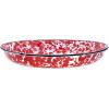 Golden Rabbit Enamelware Pasta Plates, 10 inch, Solid White Textured, Set of 4(Red Swirl)
