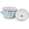 Golden Rabbit Enamelware Petite Tureens Pots, 16 ounce, Ocean, Set of 2(Sea Glass)