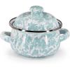 Golden Rabbit Enamelware Petite Tureens Pots, 16 ounce, Ocean, Set of 2(Sea Glass)