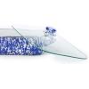 Golden Rabbit Enamelware Roasting Pan with Lid, 10.5 quarts, Solid White Textured(Cobalt Swirl)