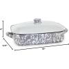 Golden Rabbit Enamelware Roasting Pan with Lid, 10.5 quarts, Solid White Textured(Grey Swirl)