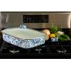 Golden Rabbit Enamelware Roasting Pan with Lid, 10.5 quarts, Solid White Textured(Ocean)