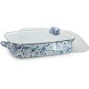 Golden Rabbit Enamelware Roasting Pan with Lid, 10.5 quarts, Solid White Textured(Ocean)