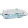 Golden Rabbit Enamelware Roasting Pan with Lid, 10.5 quarts, Solid White Textured(Sea Glass)