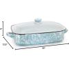Golden Rabbit Enamelware Roasting Pan with Lid, 10.5 quarts, Solid White Textured(Sea Glass)