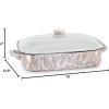 Golden Rabbit Enamelware Roasting Pan with Lid, 10.5 quarts, Solid White Textured(Taupe Swirl)