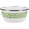 Golden Rabbit Enamelware Salad Bowls, 24 ounce, Blue Crab, Set of 4(Green Scallop)