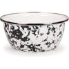 Golden Rabbit Enamelware Salad Bowls, 24 ounce, Solid White Textured, Set of 4(Black Swirl)