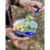 Golden Rabbit Enamelware Salad Bowls, 24 ounce, Solid White Textured, Set of 4(Cobalt Swirl)