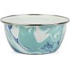 Golden Rabbit Enamelware Salad Bowls, 24 ounce, Solid White Textured, Set of 4(Lagoon)