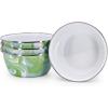 Golden Rabbit Enamelware Salad Bowls, 24 ounce, Solid White Textured, Set of 4(Modern Monet)