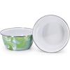 Golden Rabbit Enamelware Salad Bowls, 24 ounce, Solid White Textured, Set of 4(Modern Monet)