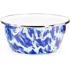 Golden Rabbit Enamelware Salad Bowls, 24 ounce, Solid White Textured, Set of 4(Ocean)