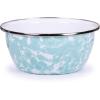 Golden Rabbit Enamelware Salad Bowls, 24 ounce, Solid White Textured, Set of 4(Sea Glass)