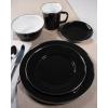 Golden Rabbit Enamelware Salad Bowls, 24 ounce, Solid White Textured, Set of 4(Solid Black Textured)