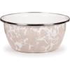 Golden Rabbit Enamelware Salad Bowls, 24 ounce, Solid White Textured, Set of 4(Taupe Swirl)