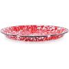 Golden Rabbit Enamelware Small Serving Tray, 12 inch, Solid White Textured(Red Swirl)