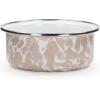 Golden Rabbit Enamelware Soup Bowls with Lids, 14 ounce, Solid White Textured, Set of 4(Taupe Swirl)