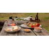 Golden Rabbit Enamelware Soup Bowls with Lids, 14 ounce, Solid White Textured, Set of 4(Taupe Swirl)