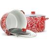 Golden Rabbit Enamelware Soup or Stock Pot, 18 quart, Red Swirl(Red Swirl)