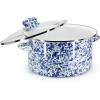 Golden Rabbit Enamelware Soup or Stock Pot, 6 quart, Solid White Textured(Ocean)